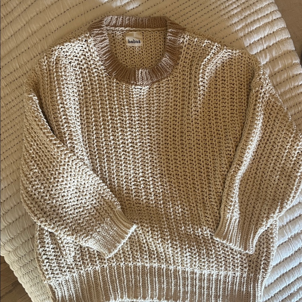Babaa Textured Cream and Tan Sweater